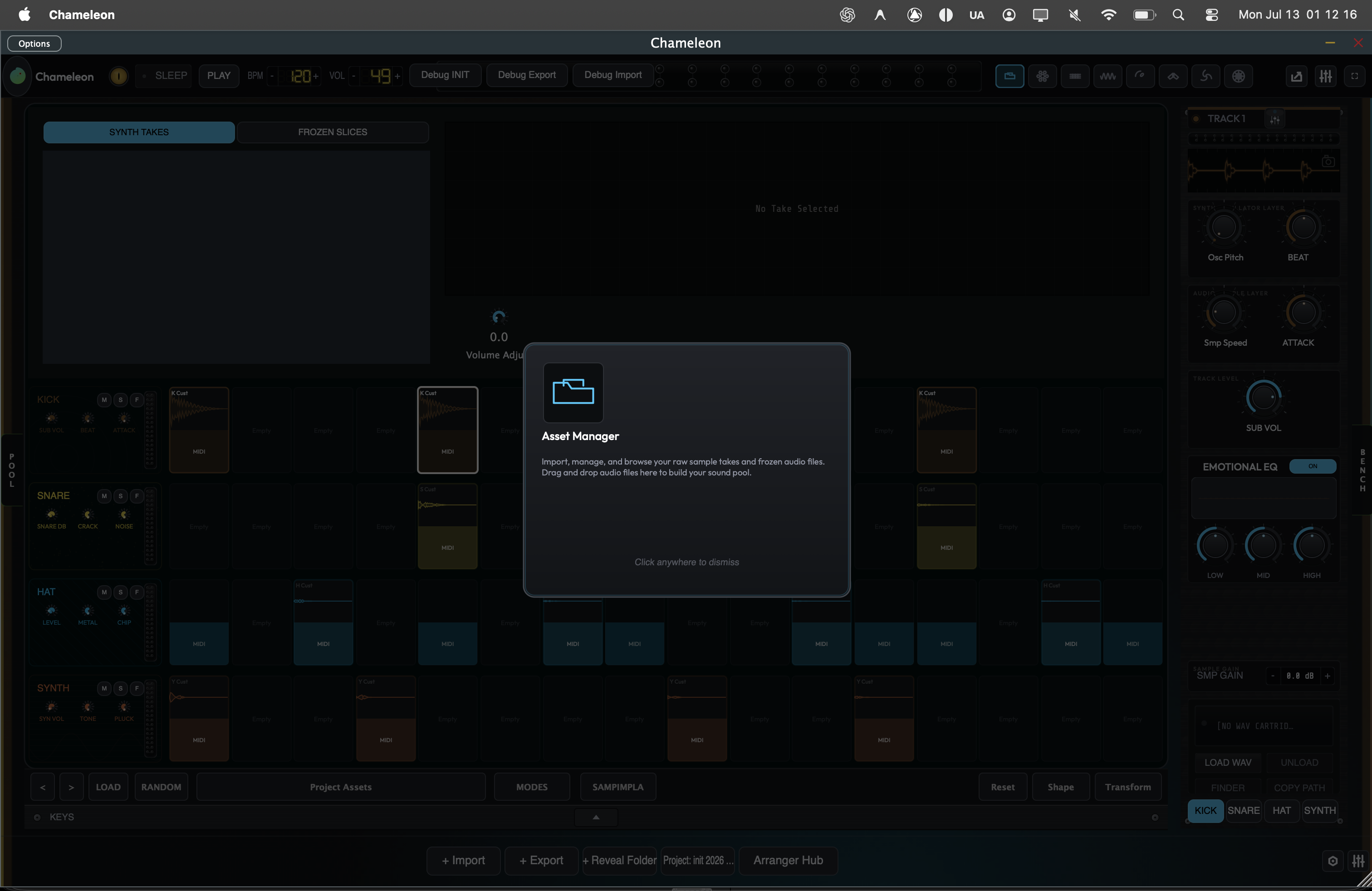 Chameleon Audio Workstation Interface Mockup